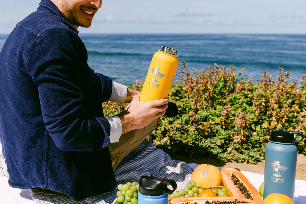 Cliffside picnic - Chelsea Loren TalavanLLC Thermos Water Bottle Product Photography