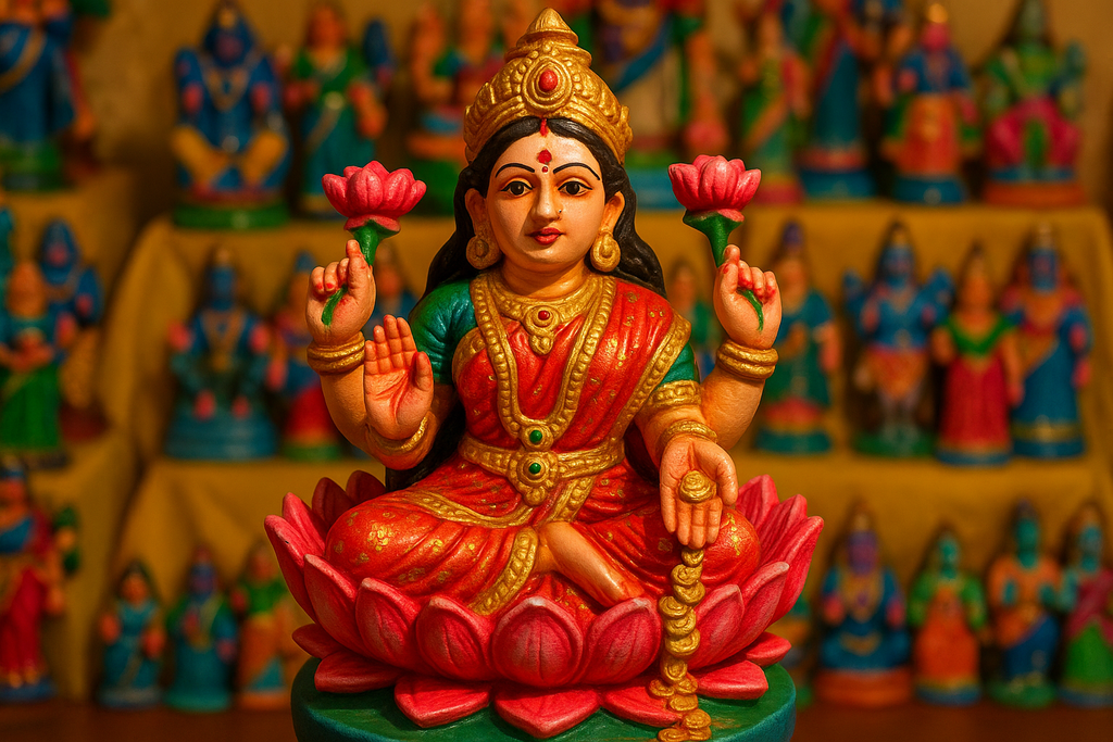 Lakshmi navaratri golu clay doll, bright 